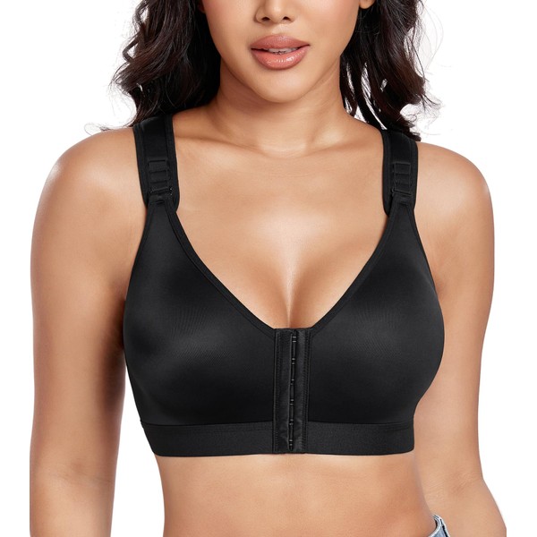 Lemorosy Women's Post Surgical Front Closure Bra Wirefree Non Padded