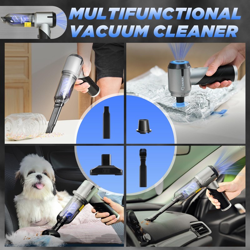 Saker Handheld Car Vacuum Portable Cordless17000PA Mini Vacuums Rechargeable Foldable