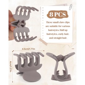 CHLINS 8 Pack Small Claw Clips 1.8 Inch, Matte Medium Hair Clips for Women and Girls, Non-Slip Strong Hold Jaw Claws for Thin Fine Hair, Hair Accessories for Half Updo