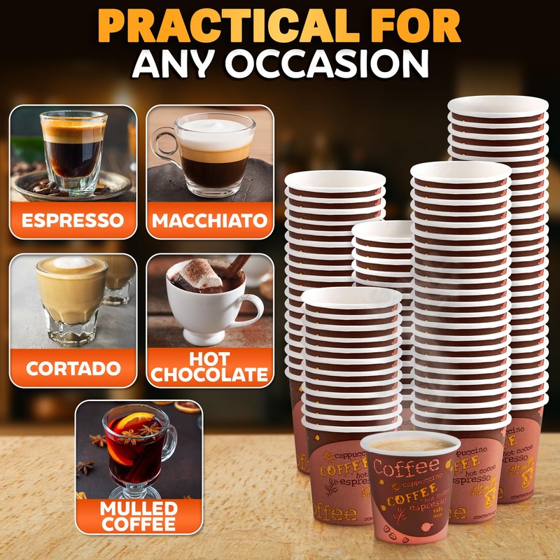 200-Pack 3 oz Disposable Espresso Cups – Small Espresso Paper