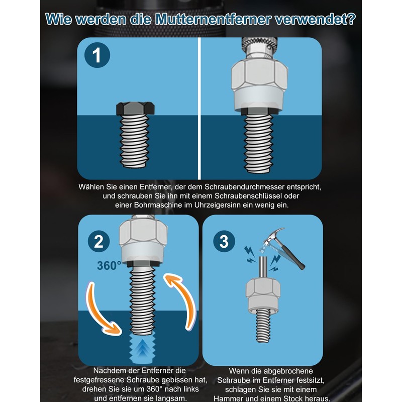 XSTARYE Screw Extractor Set with 3/8 Inch Hex Adapter Screw