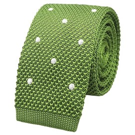Secdtie Mens Boy Mint Green Knitted Neck Tie with White Dots Accessory Formal Neckties