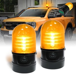 ELLUMIN 6" Strobe Rotating Flashing Light, Amber LED Beacon Light with Magnetic Base for Vehicle Forklift Truck Tractor Golf Carts UTV Car Bus and Club Party Show Bar(Amber, 2 Pack