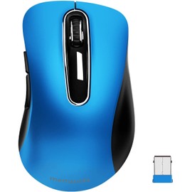 memzuoix - mouse inalámbrico portátil 2.4G, 1200 DPI inalámbrico óptico móvil con receptor USB para computadora, computadora portátil, PC, computadora, MacBook, 5 botones, azul