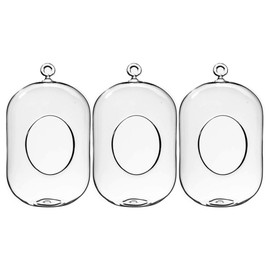 WGV Hanging Glass Plant Terrarium Bulk, Width 5", Height 8", Lantern DIY Air Succulent Planter Clear Tea light Votive Candle Holder, Wedding Event Office Home Outdoor Decor, 3 Pieces