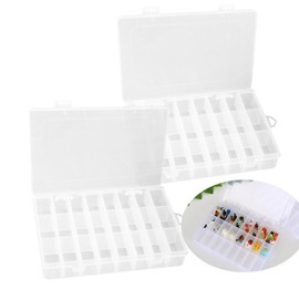 2pcs Clear Plastic Organizer Box, Craft Organizers with Divider Storage Box with 24 Removable Grids Stackable Organizer Craft for Beads, Art DIY, Crafts, Jewelry