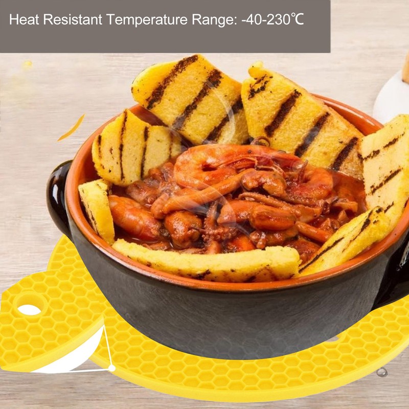 5Pcs Silicone Trivet Mat Square Round Honeycomb Hot Pad Non