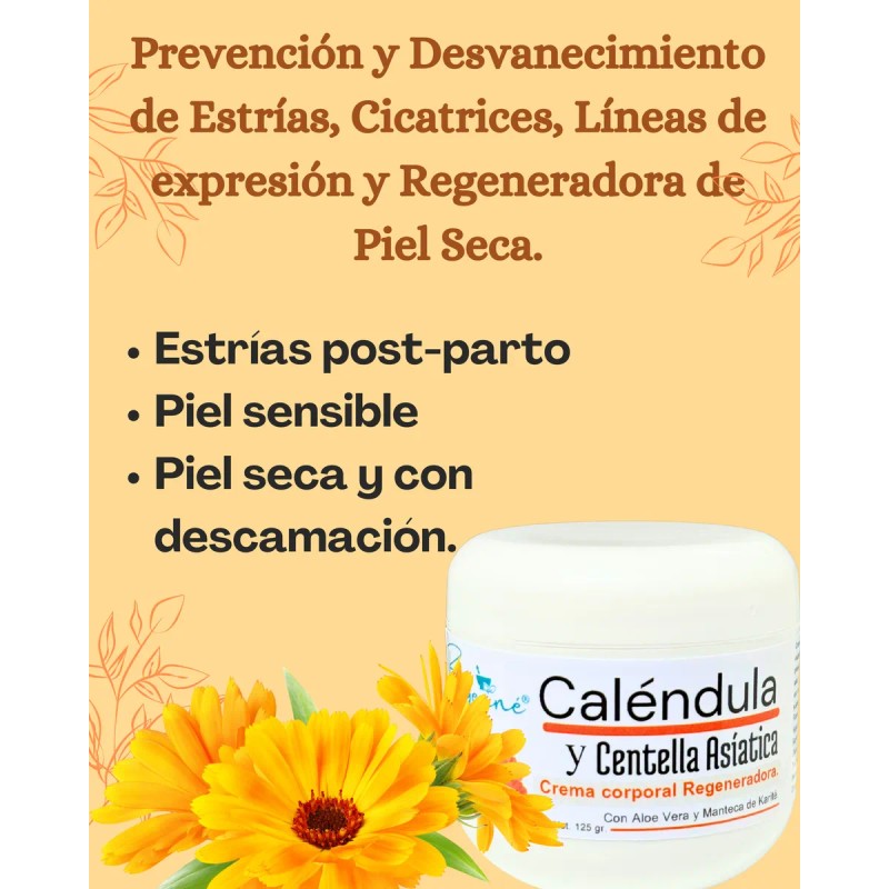 Crema De Caléndula. Regeneradora De Estrías Y Cicatrices.