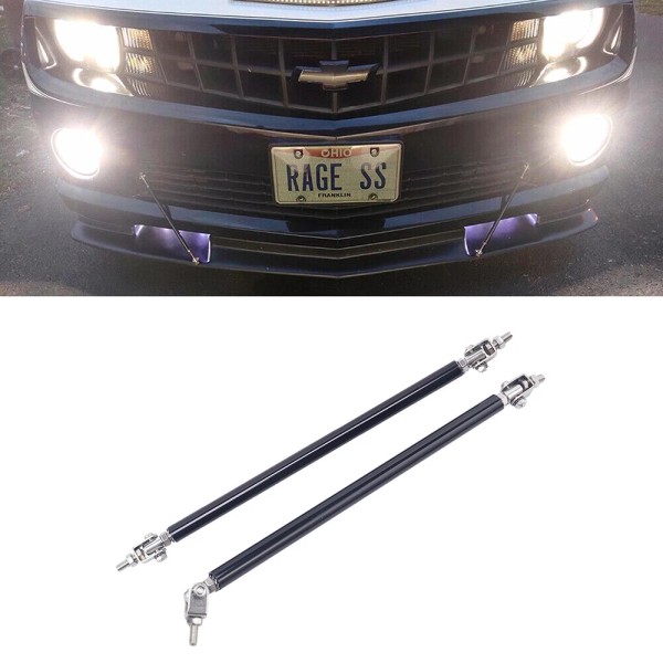 zoo3026 2X Black Adjustable Front Bumper Lip Splitter Spoiler Strut