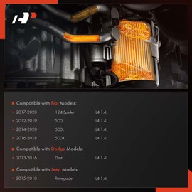 A-Premium Oil Filter Housing Cap Assembly Compatible with Jeep Renegade 2015-2018 & Dodge Dart 2013-2016 & Fiat 500 2012-2019, 500X 2016-2018, 500L 2014-2020, 124 Spider 2017-2020, 1.4L