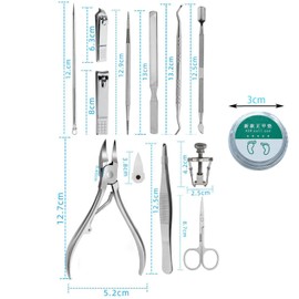 Syiyunran Nagelzangen Nagelknipser Fußnägel Fußpflege Set - 12 Teilig, Pediküre Set FußPflegegeräte, Maniküre Pediküreset Aus Edelstahl, Professionelles überwachsene und Zehennägel