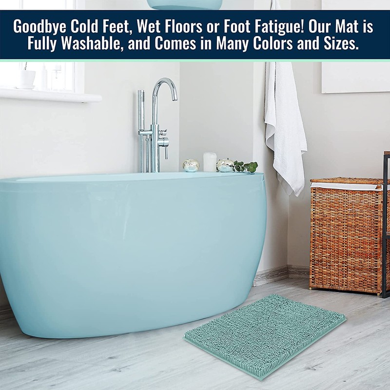 ITSOFT Chenille Bath Mat, Non Slip Bathroom Mat for Bathroom,