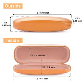 Marvolia Glasses Case Hard Shell Eyeglasses Case PU Leather Protective Case for Sunglasses Eyeglasses with Cleaning Cloth for Men Women - Orange