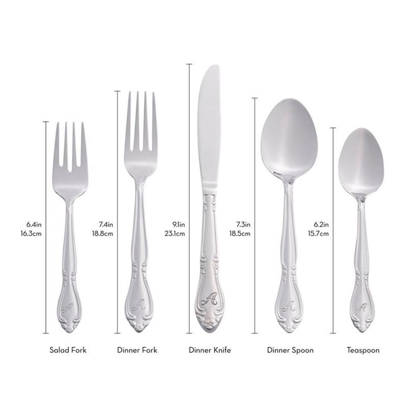 RiverRidge Rose Monogrammed Flatware Set 46 Piece Silverware - B