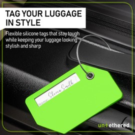 Untethered Untethered 4-Pack Luggage Tag Set | Durable Luggage Tags for Suitcases & Travel Bags | Bag Tag & Name ID Identifiers | Suitcase Tags for Easy Luggage Identification