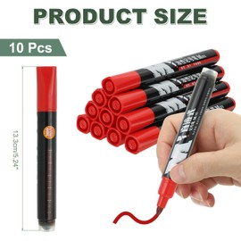M&G Permanent Markers, 10 Pack Large Quick Dry Waterproof Fiber Tip Pens for Paper, Glass, Plastic, Wood, Stone, Metal Surface, Red
