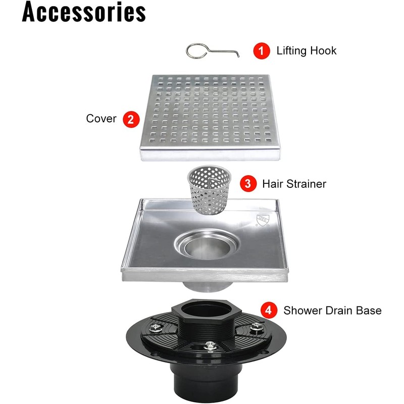 Elefloom Shower Drain Base, 2 inch ABS Shower Drain Flange