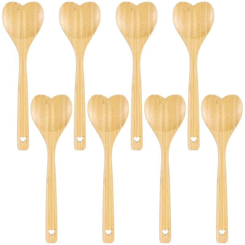8 Pcs Heart Shaped Wood Spoons, 11.8 in Kitchen Serving