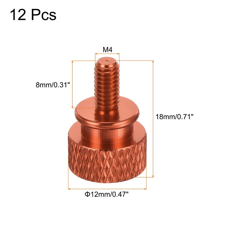 sourcing map 12pcs M4x8mm Knurled Thumb Screw Computer Case Threaded