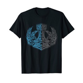 Raven Ravens Odins Thor's Hammer Mjölnir Valhalla Vikings T-Shirt