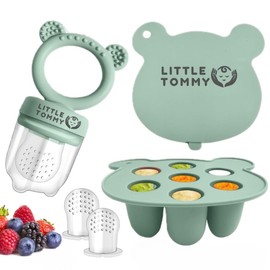 Premium Baby Fruit Feeder Teething Toy and Baby Weaning Set | Safe & Fun Baby Essentials for Soothing Teething Pain | Ideal Baby Teether for Healthy Weaning and Soothers (Sage Green) From Little Tommy