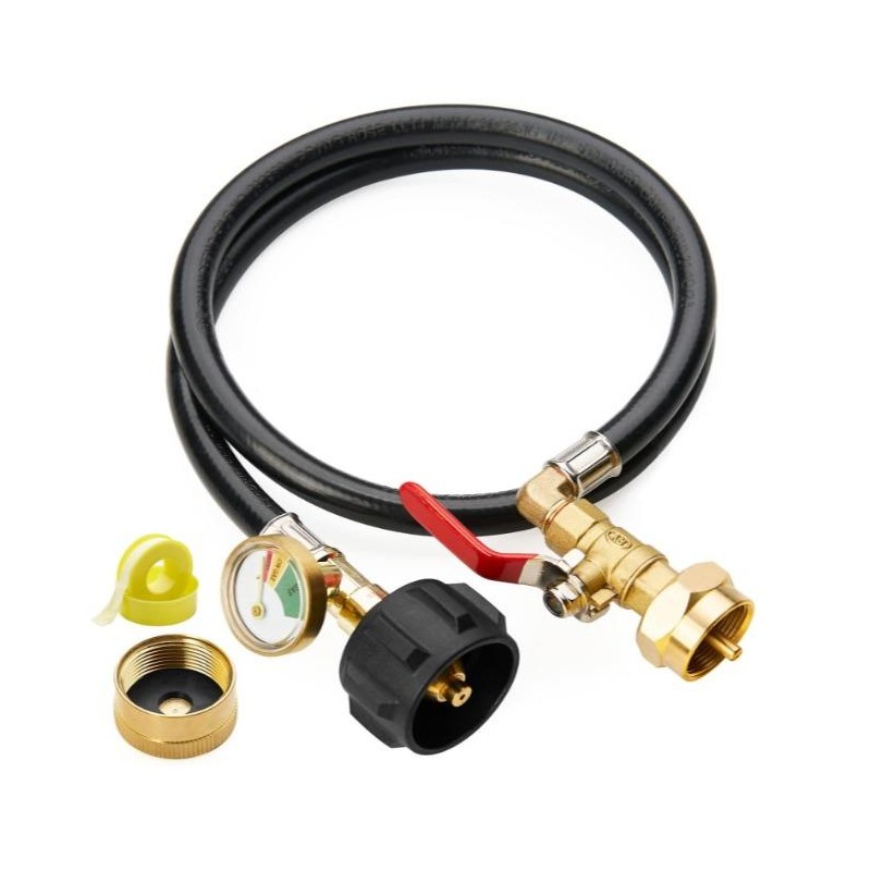 Propane Refill Adapter Hose with Gauge & Control Valve! Extend,