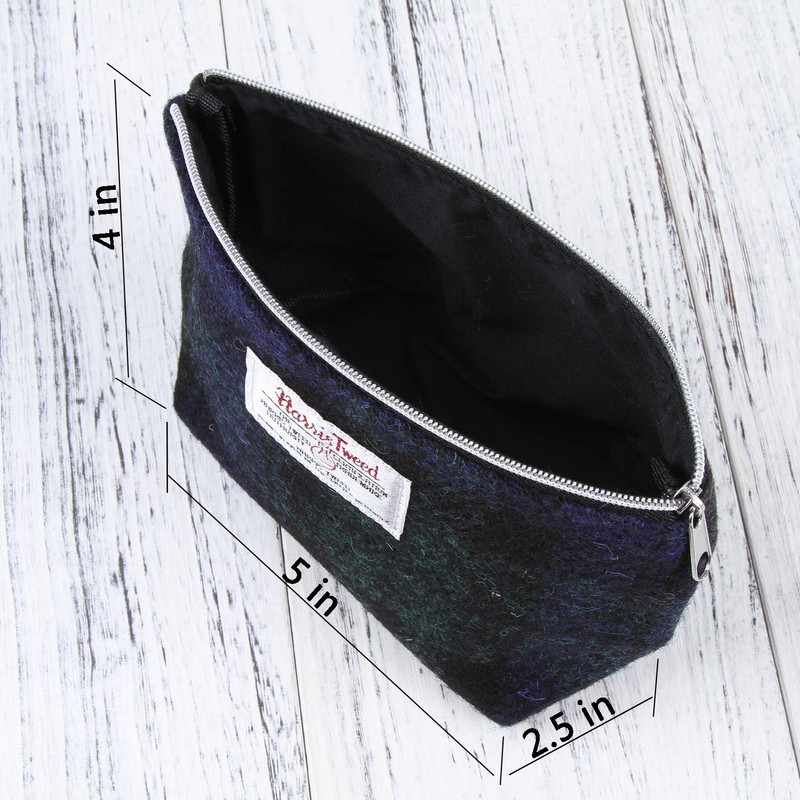Harris Tweed Plaid Tartan Zipped Purse Cosmetic Toiletry Makeup Pouches
