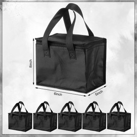 Norme 12 Packs Insulated Lunch Bags Bulk, Food Delivery Bag Leakproof Lunch Boxes Set, Waterproof Thermal Cooler Bags Insulated Beverage Bag with Zippered Top for Women Men Office Work (Black)