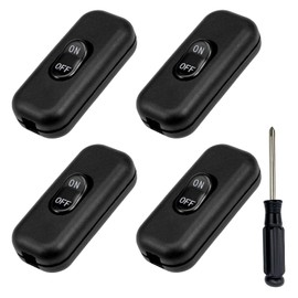Pack of 4 Intermediate Switch 6A 250V Cord Switch 2-3-Pin Cable Switch Rocker Switch Inline Switch for Table Lamp Bedside Lamp Small Appliances Lamps (Black)