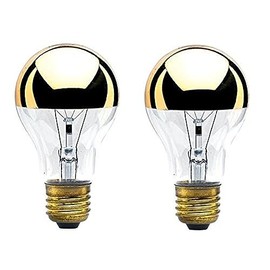 Bulbrite 60A19HG 60-Watt A19 Bulb, Half Gold, Medium Base - 2 Pack