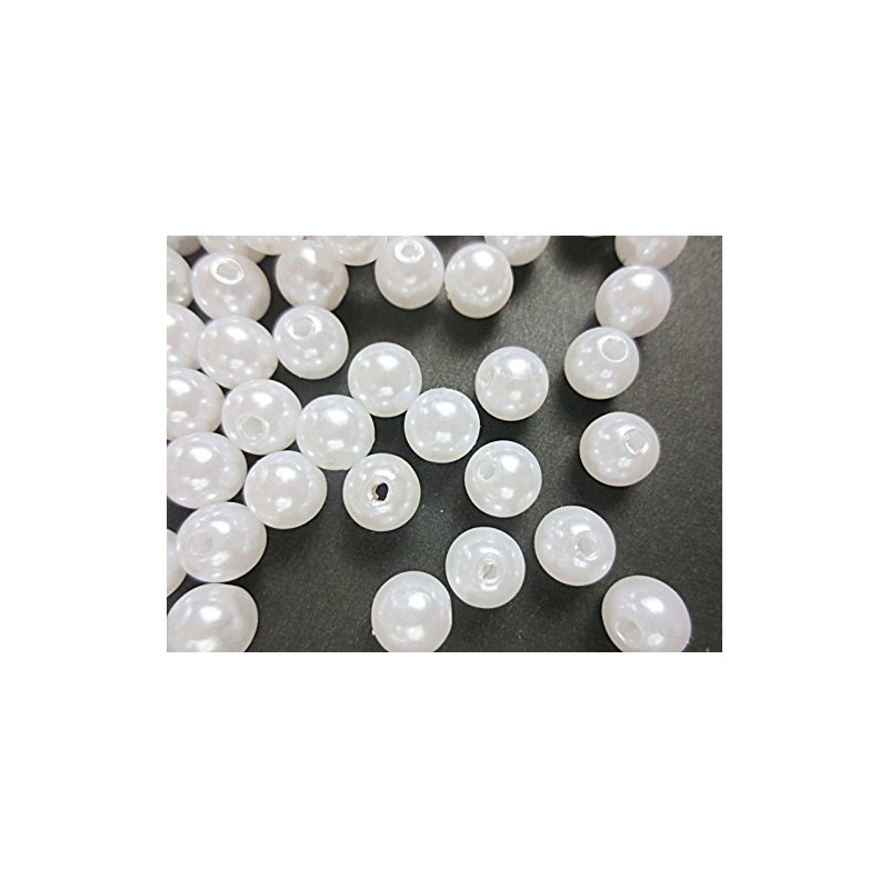 300 Pcs Acrylic Beads Pearl White 8mm Jewelry Making Huey