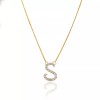 Riara Initial S Letter Alphabet Pendant Charm Necklace Gold Tone