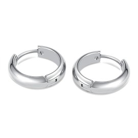 IMINI Stainless Steel Small Hoop Earrings 16 mm Women's Earrings Minimalist Huggie Hinged Earrings Cartilage Earrings Sleeper Earrings Hypoallergenic, Stainless Steel, No Gemstone