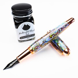 Monteverde USA Super Mega Abalone Limited Edition 999 Fountain Pen Gift set (Rosegold) Medium Nib, Black Ink- Luxury Pen for Men & Women