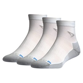 Drymax Running Quarter-Crew 3-Pair Pack - Unisex Socks - Quarter Length Socks - Flat Toe Seam - Y-heel Stitch White/Grey MD (US Men's Shoe 6-8, Women's Shoe 7.5-9.5) One Size