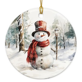 FISWAFY Winter Woodenland Snowman Ornaments, Snowman Christmas Ornaments, Snowman Ornaments for Christmas Tree, Farmhouse Winter Decor, Christmas Snowman Decorations, Christmas Hanging Ornament