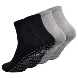 2 Pairs Yoga Socks for Men and Women Stopper Socks Non-Slip Socks with Nubs ABS Socks Cotton Non-Slip Socks Yoga Socks Studded Socks for Sports Yoga Pilates Gymnastics Trampoline, Black, grey.