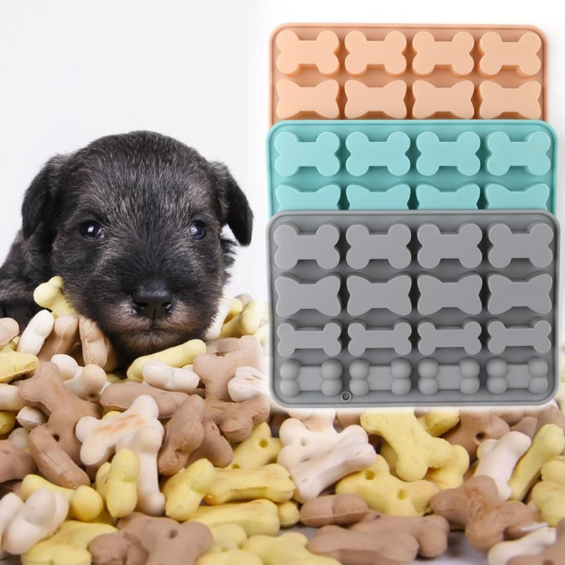 3Pack Dog Bone Silicone Mold, Dog Treat Mold,Baking Mold, Used