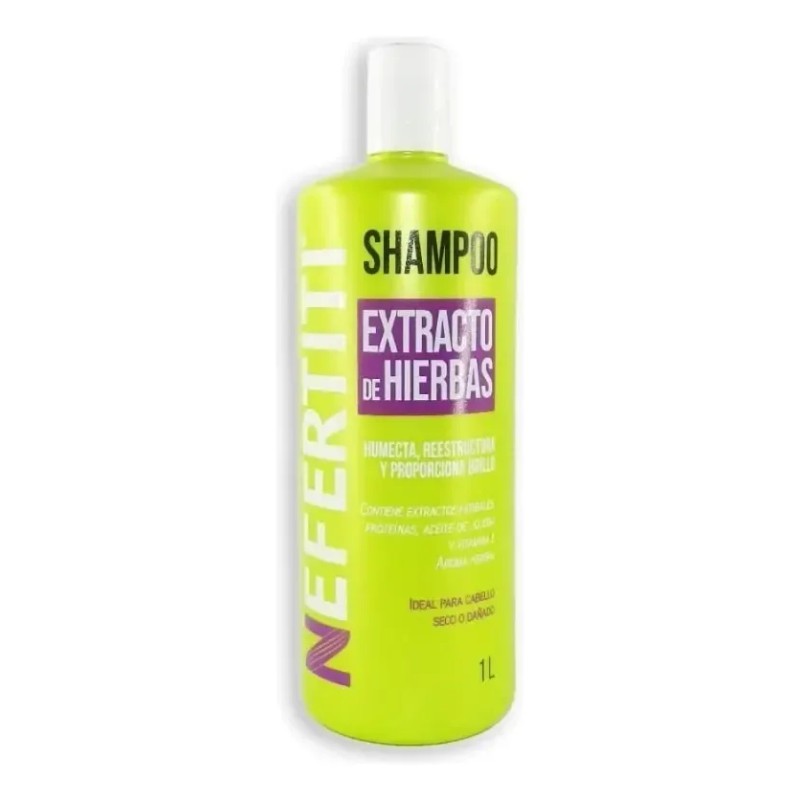 Shampoo Hierbas Reparador Para Cabello Dañado Nefertiti 1lt