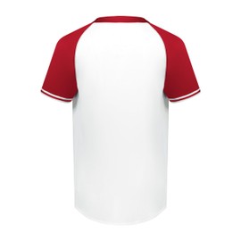 Augusta Sportswear Boys Cutter+ Henley Jersey, White/Scarlet, Large