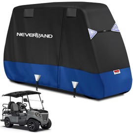 NEVERLAND Golf Cart Cover 4 Passenger - Heavy Duty 600D Golf Cart Covers, Waterproof Club Car Golf Cart Cover with Side Zipper Doors Compatible with EZGO Yamaha Club Car 4 Seat (Up to 115 Inch)