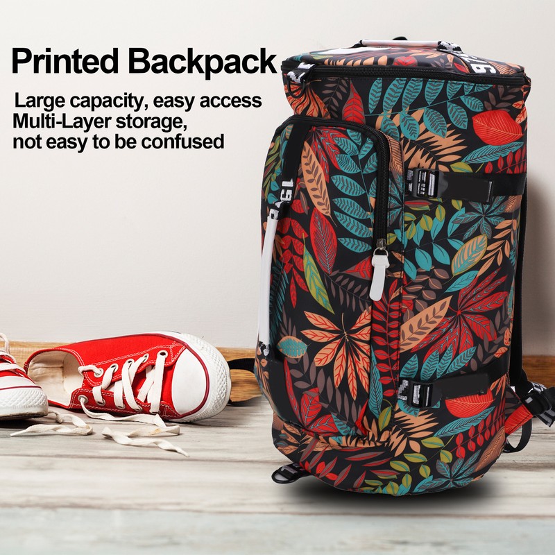 Printed Backpack Polyester Large Capacity Multifunctional Outdoor Leisure Travel BagRed