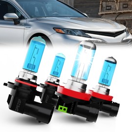 QIPEIZSP Compatible With Toyota Camry 2007-2018 Halogen Headlight Bulbs Front Bulb Bright Light Halogens Combo, 9005/HB3/H10 High Beam + H11/H8/H9 Low Beams,4 Pack