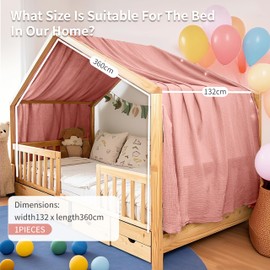 FloraVigo Copriletto per la casa, realizzato a mano in mussola di cotone, 100% baldacchino in tessuto per decorazione letto di casa, per ragazze e ragazzi, adatto per bambini - Tenda per lettino (132