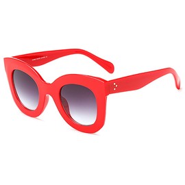 SHEEN KELLY Vintage Bold Printed Retro Oval Mod Thick Frame Sunglasses Round Lens Clout Glasses Cat Eye Turtle Colour Cat Eyes, yellow