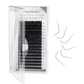NAGARAKU Blister 1x1 Extensiones de Pestañas 0.07 curva N mixtos 7-15mm una por una Volumen Ruso Híbridas Negro Mate Pestañas Suaves Naturales