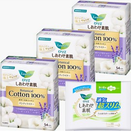 Laurier Happy Bare Skin Liner Botanical, Lavender 54 Pieces x 3 Set (162 Pieces) + Bonus Included