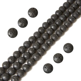 100pcs 6mm Black Lava Beads Natural Gemstone Beads Round Loose Beads for Jewelry Making