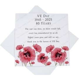 VE Day Greetings Card, Commemorative Keepsake Celebrating 80 Years VE Day 1945-2025, 80th Anniversary Memorabilia VE Day Card with Poem P5