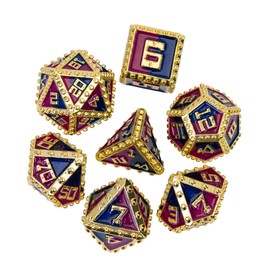 UDIXI Metal Dice Set, Metal DND Dice Set Rivet D&D Dice Set for Dungeons and Dragons, Polyhedral Dice Set for Pathfinder MTG (Purple Blue)
